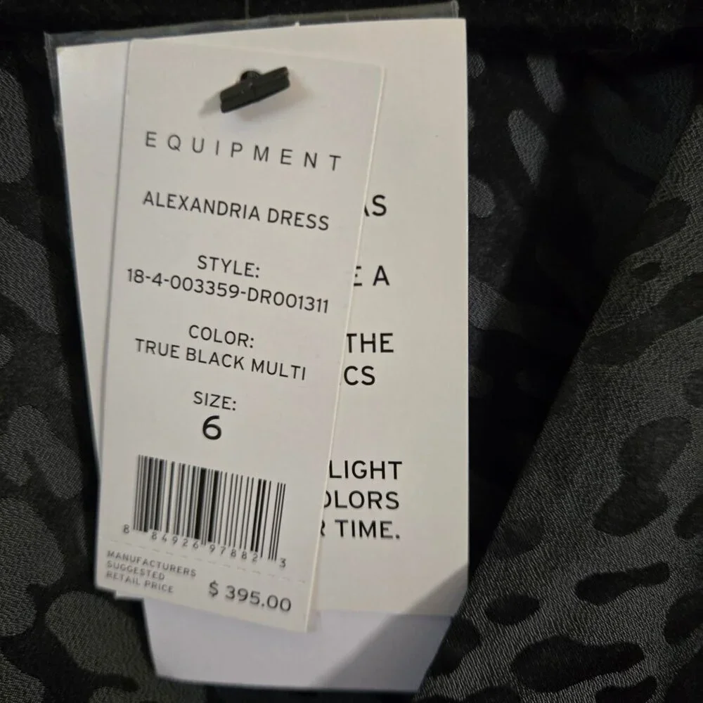 Equipment Femme NWT Alexandria Dress Animal Print Gray Black Silk Blend Size 6